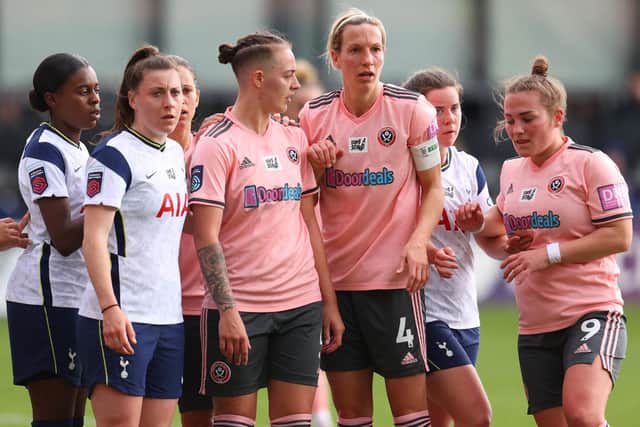 Sheffield United Women in action against Tottenham in the Vitality Women's FA Cup in 2021. They will be playing all their home Barclay Women's Championship games at Bramall Lane this season (Photo by Catherine Ivill/Getty Images)