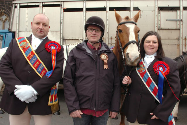 Chief Marshal Shaun Eltringham with TV presenter Adrian Edmondson and Katrina Lewis in 2011 when ITV filmed a piece about the event.