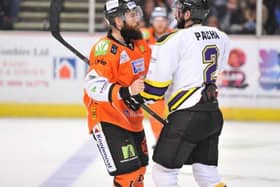 Jason Hewitt, typical confrontational pose with Sheffield Steelers. Picture: Dean Woolley