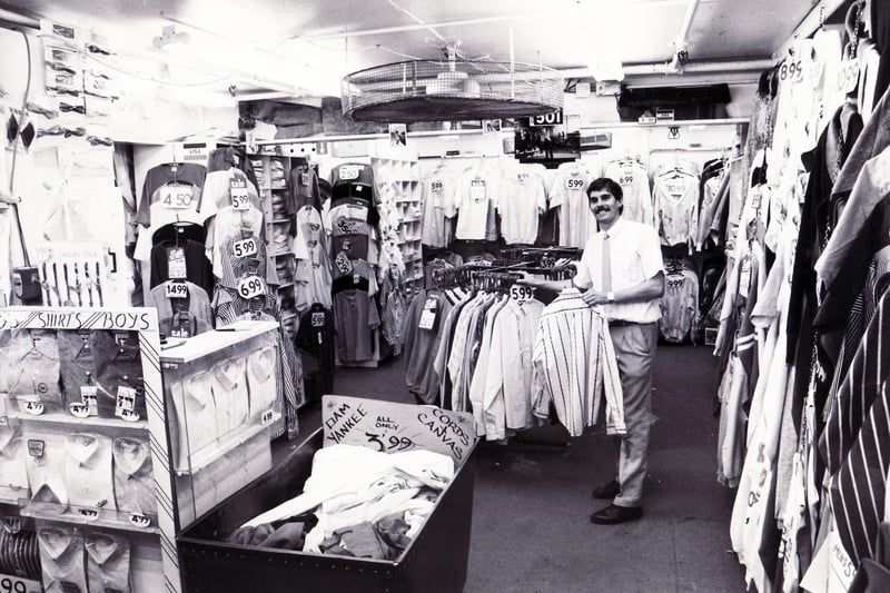 The shirt department of Harrington's in the Castle Market in June 1987