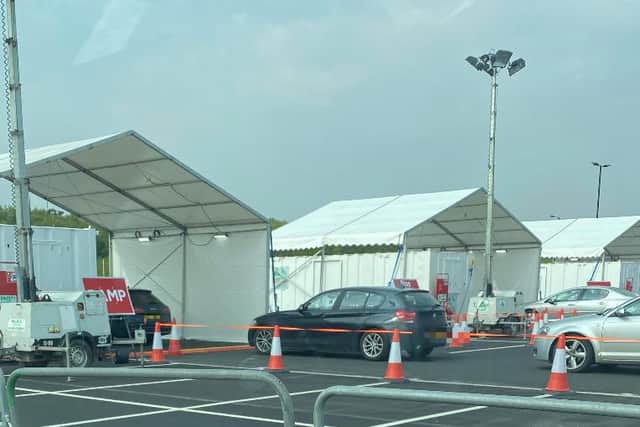 Sarah Hancock says she waited for three-and-a-half hours to be tested for COVID-19 at the drive-through site in Doncaster on Saturday, April 25 but has yet to receive the result