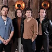 Sheffield band Arctic Monkeys, with members Matt Helders, Nick O'Malley, Alex Turner and Jamie Cook. Credit: PA Photo/BBC/Michael Leckie.
