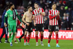 Sheffield United's Daniel Jebbison (far right) hopes to feature at Watford: Simon Bellis / Sportimage