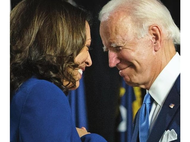 New Zealand's Sunday Star shows Kamala  Harris and Joe Biden sharing a special moment in victory