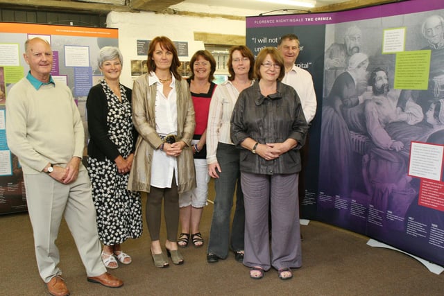 Keith and Pamela Burke, Sarah McLeod, Pat Smedley, Helen Bishop and Pam and John Rivers of the Florence Nightingale Derbyshire Association pictured at the exhibition dedicated to her life which in on throughout August at the Gothic Warehouse, Cromford Wharf.