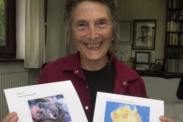 Sheffield teacher Jo Marsh in 2003 with pictures from her Earthwatch expedition to Australia to study Koalas.