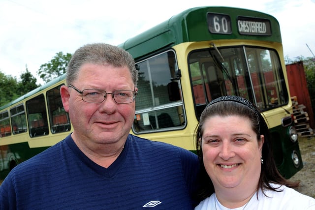Lee Roddis and Mandy Hicklin who are using the Chesterfield Leyland Panther 1969 bus that Lee has restored, for their wedding on Saturday.