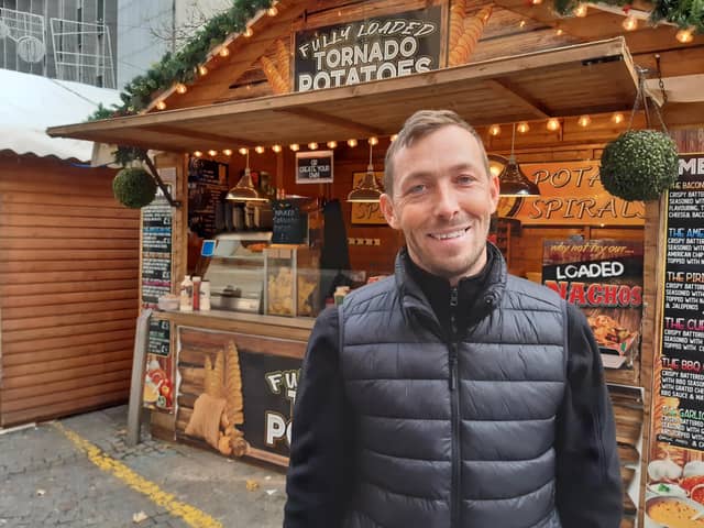 John Ayres of Tornado Potatoes, is delighted that Sheffield Christmas Market is back