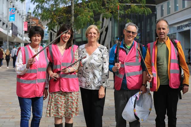 Sheffield Litter Pickers Linda Ball, Iren Wadsworth, Richard Simpson, and Lee Goodison pictured in 2019 at the launch of a community awards they had won previously.
The group goes out collecting litter and clearing fly tipping every day.
Picture: Chris Etchells