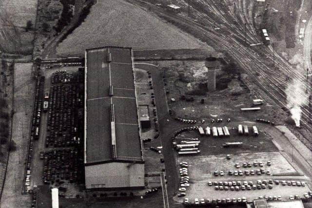 Aerial view of Tinsley Marshalling Yards, Sheffield, December 1987.