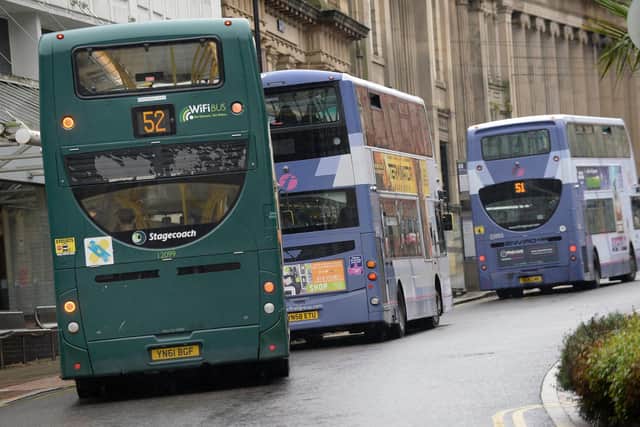Buses in Sheffield city centre. Picture: Steve Ellis