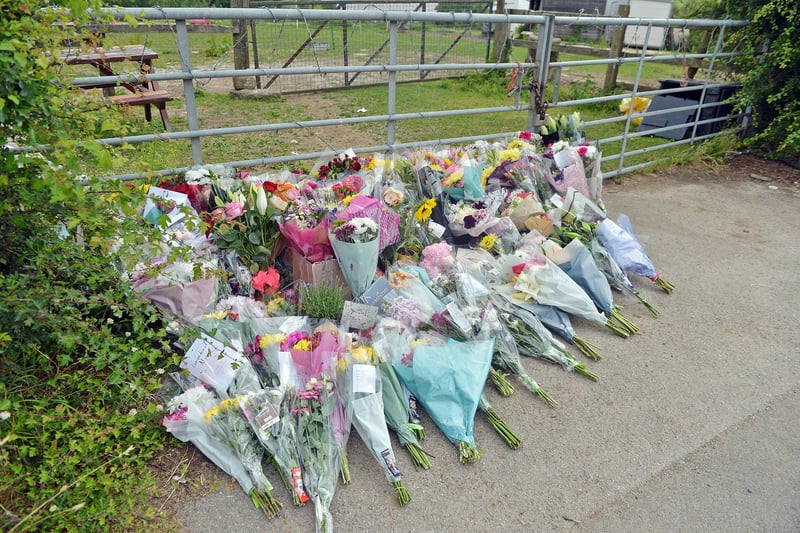 Flowers and messages have also been left at Tom Lane, Duckmanton.
