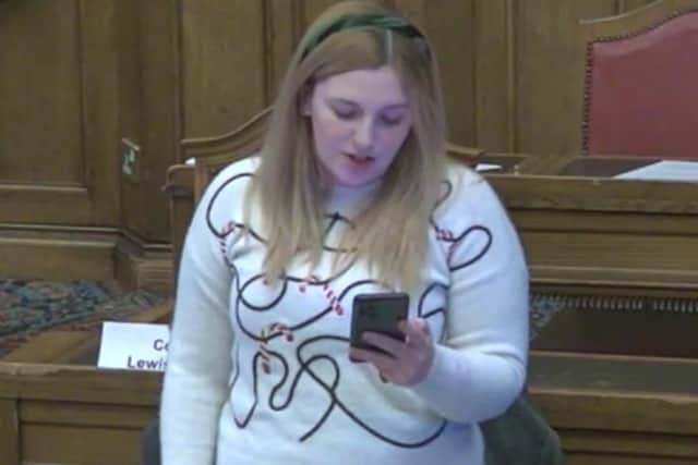 Independent councillor Sophie Wilson speaking at a Sheffield City Council meeting on December 6, 2023 in support of her motion defending the right to strike. Picture: Sheffield Council webcast