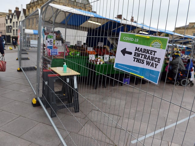 Mansfield Market open again after lockdown measures are eased.