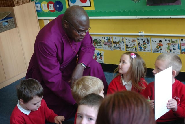 Archbishop of York Dr John Sentamu with reception class pupils at Hylton Red House Primary School. Remember this from 2013?