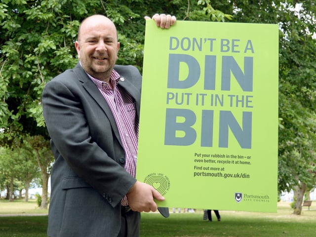 Kelly Hickley has some simple advice. 'Don't be a din, you'll fit right in!' Din is Portsmouth slang for idiot or silly, and Deputy Council Leader Cllr Steve Pitt used it for a recycling campaign.