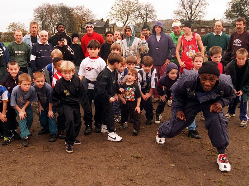 Pictured at the Hillsborough Park running track, where the Sheffield Boxing Centre organised a sponsored run for Children in Need. Seen is Bomber Graham as he gets set for the run, November 1996