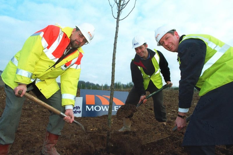Planting the first trees at the Earth Centre before it opened