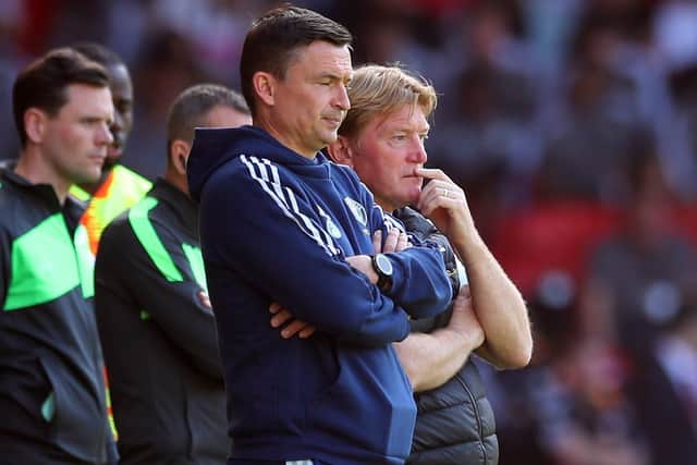 Sheffield United manager Paul Heckingbottom and his assistant Stuart McCall: Simon Bellis / Sportimage