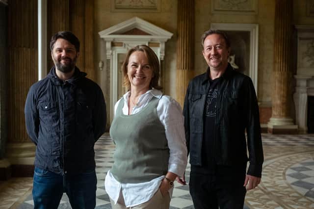 Sarah McLeod, CEO of Wentworth Woodhouse Preservation Trust, is pictured with South Yorkshire film-maker and director James Lockey and Paul Hutchinson, script-reader and screenwriter