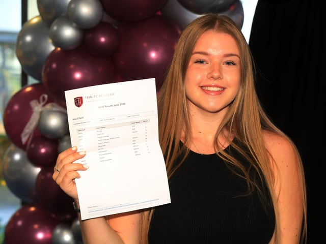 GCSE results day at Trinity Academy, Thorne. Pictured is Alex O'Neill.