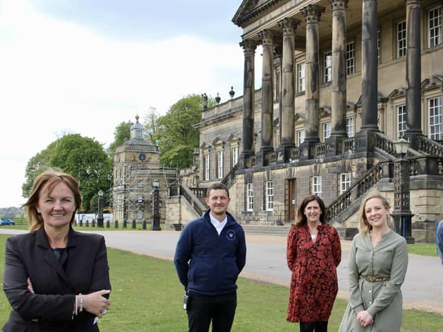 Sarah McLeod, CEO of Wentworth Woodhouse Preservation Trust, with new appointees LtoR Darren Procter, Head of Hospitality, Chief Operations Officer Paula Kaye, Events Manager Lydia Tickner and Head of Marketing and Digital Gabriel Morrison