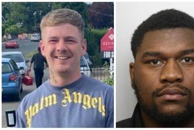 Bovic Mupolo (R), of Fleury Rise, Gleadless, murdered Coley Byrne, 26, in an attack in the car park of the Gypsy Queen pub on Boxing Day in 2021. They were involved in a fight that spilled into the car park, where Coley suffered four stab wounds. Mupolo was sentenced to life in prison and ordered to serve a minimum of 18 years on November 24.