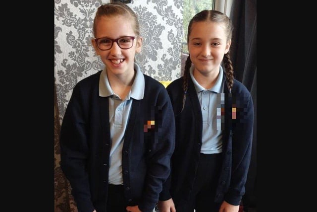 Pals Sophia and Mia, aged 10, return to school in Portsmouth.