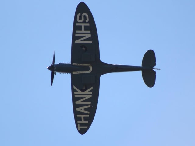 These spectacular pictures of the NHS Spitfire flying over Portsmouth were taken by Adam Jenkins