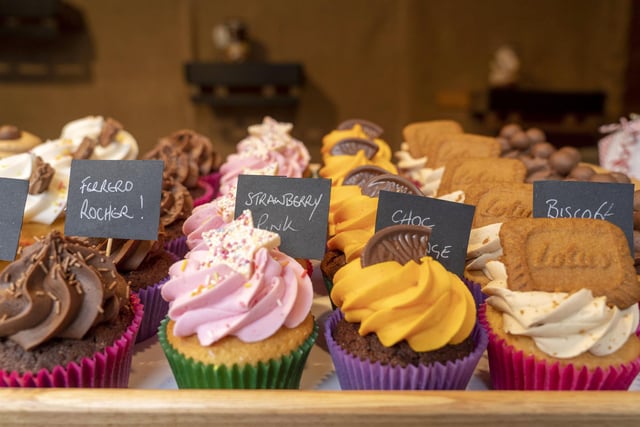 A range of flavours are on offer at this cupcake stall at Sheffield Christmas Market