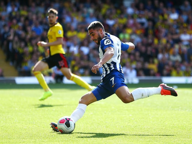 Total shots at goal: 176. Total goals: 32. Highest proportion of team goals: Neal Maupay (25%).