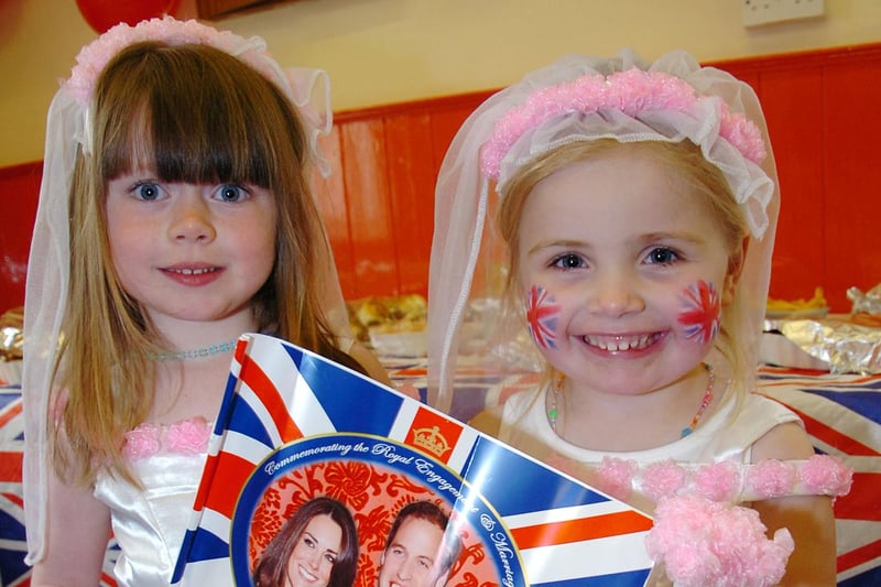 Royal Wedding party at Lea Village Hall near Gainsbroough. Pictured are Lucy Hunt, three, and Lola Kennedy, four