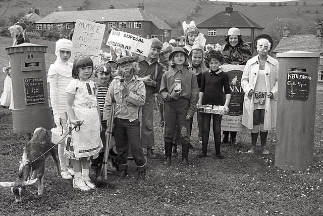 Youngsters entering the fancy dress competition for Kettleshulme Carnival in 1980