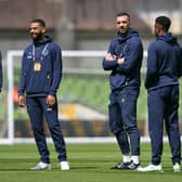 Will Keane, CJ Hamilton and Shane Duffy of Republic of Ireland inspect the pitch (Charles McQuillan/Getty Images)