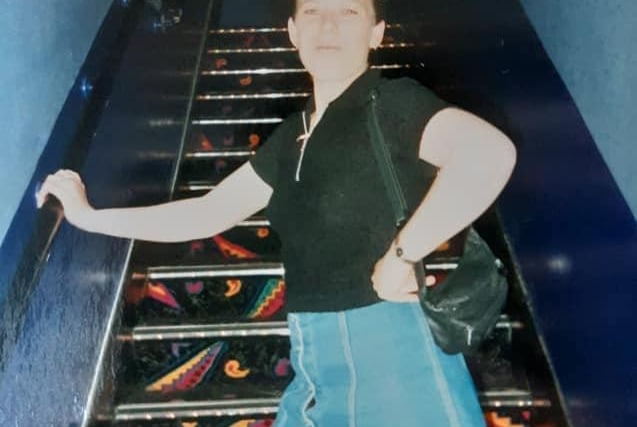 Standing on the stairs in the 1990s
