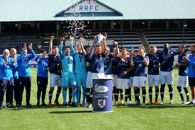 Raith Rovers had the surreal experience of receiving the League 1 championship trophy ... in an empty stadium as fans missed out on a day of celebration (Pic: Fife Photo Agency)