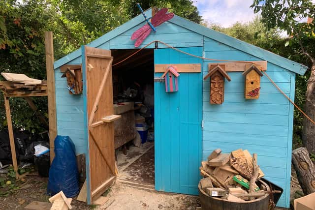 Lee Furness's garden shed, where he's been working during lockdown