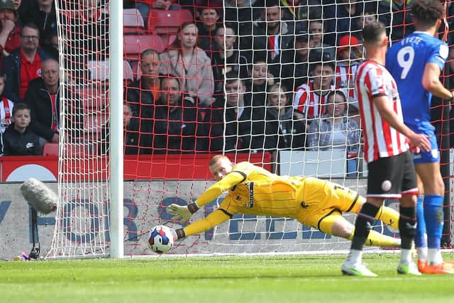 Adam Davies of Sheffield United makes a save against Cardiff City: Simon Bellis / Sportimage