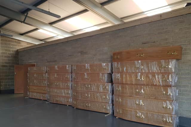 Some of the extra coffins ordered by Sheffield funeral director Michael Fogg due to the coronavirus pandemic (pic: Michael Fogg Family Funeral Directors)