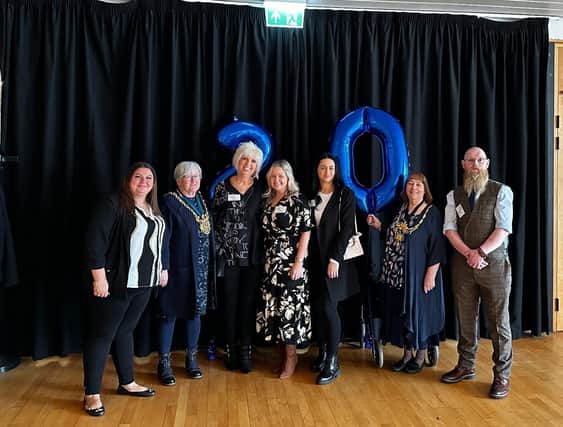 The Autism Centre for Supported Employment team with the Lord Mayor of Sheffield Sioned-Mair Richards and Lady Mayoress Councillor Jackie Satur 