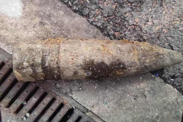 Picture shows the wartime shell that was found at Meadowhall Retail Park. Submitted picture
