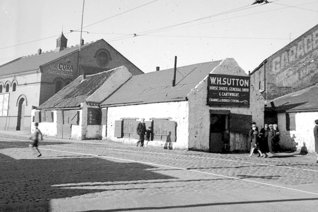 Suttons blacksmiths shop in Monkwearmouth in the 1930s. Photo: Bill Hawkins.