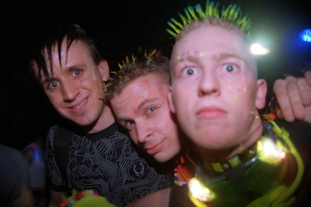 From left - Mark, Ash and Rob at a Gatecrasher night in Sheffield