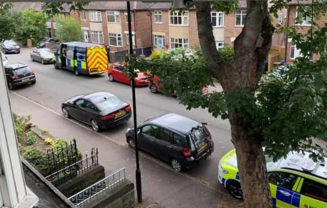 Police descended on the property this afternoon.