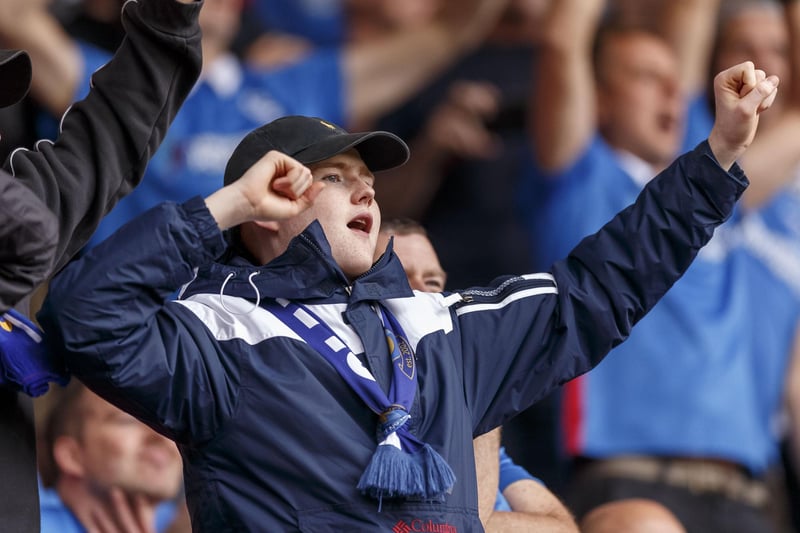 This young Pompey fans gives it his all.  Picture: Daniel Chesterton/phcimages.com