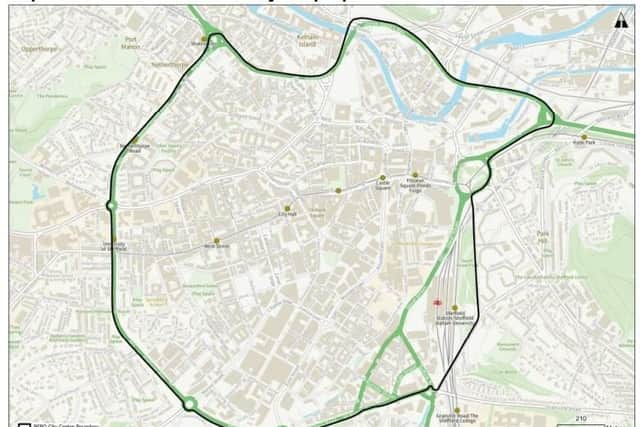A map of the area of Sheffield city centre that would be affected by a proposed Public Spaces Protection Order that Sheffield City Council has now put out for public consultation
