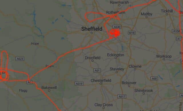 The flightracker on radarbox.com shows the aircraft's route.