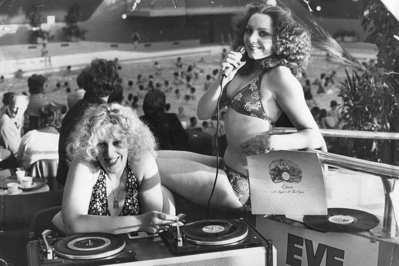 Christine James and Alison Murphy who started a weekly disco session at Temple Park leisure centre pool in November 1977.