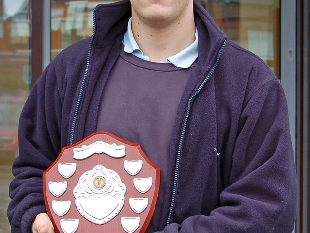 Aaron Haycock, 19, of Wheatley Hills, a third year apprentice gas fitter with St Leger Homes of Doncaster in 2008 and won Student of the Year. He received his award at Leeds Town Hall from Leeds United goalkeeper Casper Ankergren.