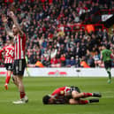 Oli McBurnie appeals for a penalty after Sheffield United's Morgan Gibbs-White was fouled in the box against AFC Bournemouth: Simon Bellis / Sportimage